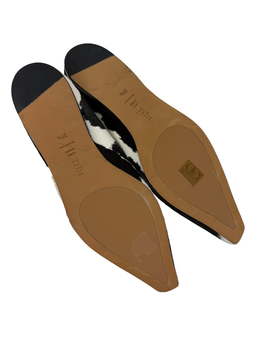 Tibi 2026 Somerset Calf Hair Spotted Animal Print T Strap Flats - Picture 5 of 8